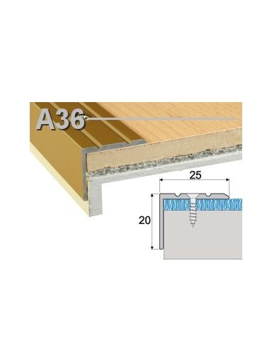Profilis Effector A36 laiptams | sidabrinis 270 cm 25x20 mm, klijuojamas