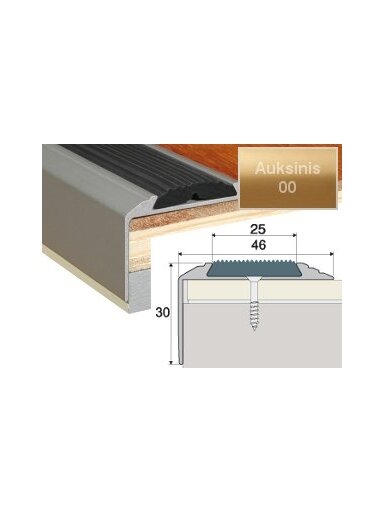 Profilis Effector A38 laiptams, su juoda guma | auksinis 120 cm 50x30 mm