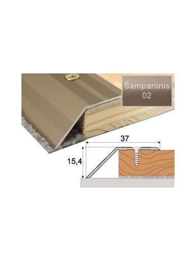 Profilis Effector A39 laiptams | šampaninis 120 cm 37x15,4 mm