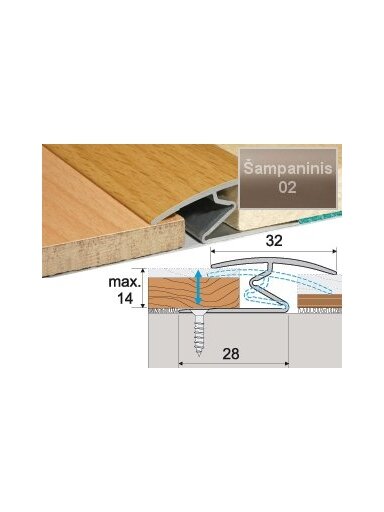 Profilis Effector A69 sujungimo | šampaninis 90 cm