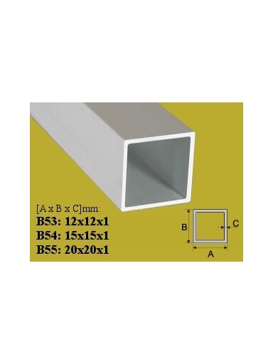 Profilis Effector vamzdis kvadratinis | B55 aliuminis 20x20mm 100 cm