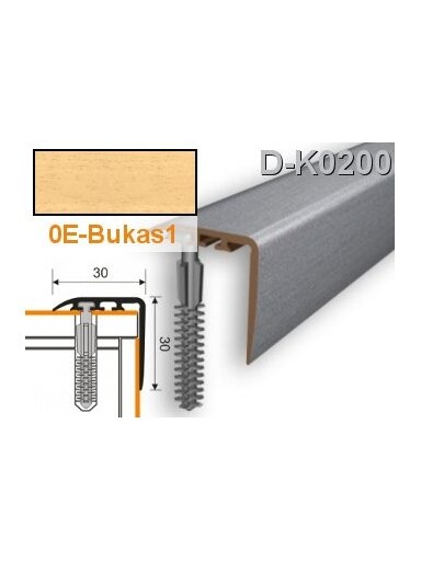Profilis laiptams PVC Myck, 30 x 30 mm | bukas1, 2 m