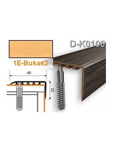 Profilis laiptams PVC Myck, 45 x 22 mm | bukas2, 2 m