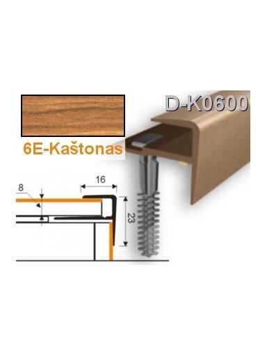 Profilis laiptams PVC Myck, F tipo, 30 x 14 mm | kaštonas, 1 m