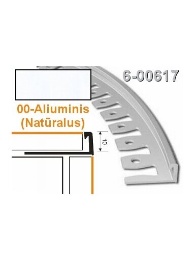 Profilis lankstomas ZicZac | 10 mm, alu-natur, 2.5 m