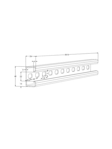 Profilis MEKA 1449647, 300.15 cm x 4.8 cm x 2.6 cm