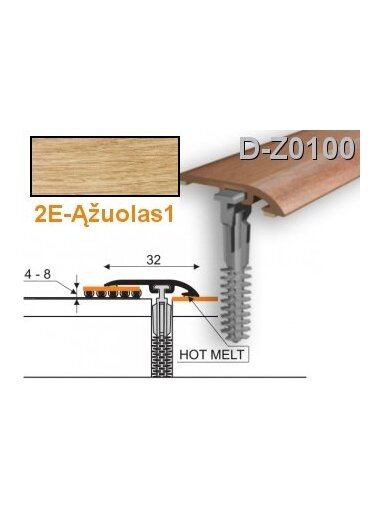 Profilis PVC Myck, 32 mm | ąžuolas1, 2 m