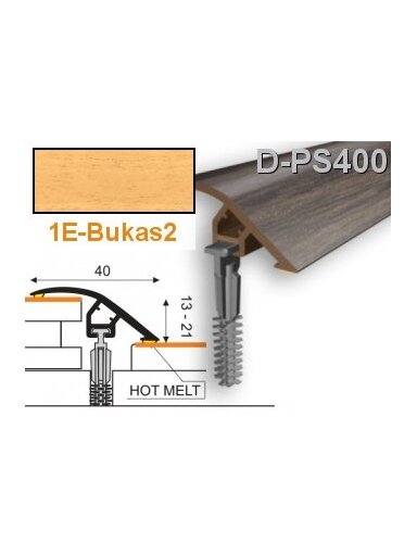 Profilis S formos PVC Myck, 40 mm | bukas2, 2 m