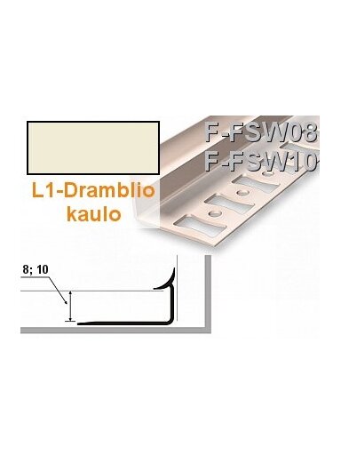 Profilis užbaigimo PVC Aspro, vidinis | 8 mm x 2.5 m, dramblio kaulas