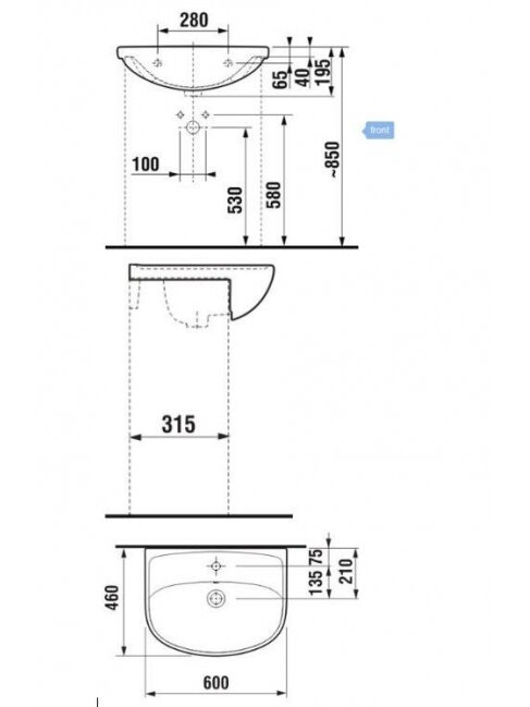 Praustuvė JIKA LYRA PLUS, 600×460 mm 1 Praustuvė JIKA LYRA PLUS, 600×460 mm 1