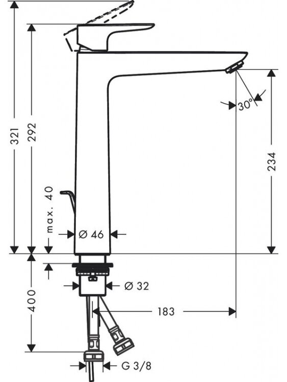 Praustuvės maišytuvas Hansgrohe Talis E 71716140, bronzos 1 Praustuvės maišytuvas Hansgrohe Talis E 71716140, bronzos 1