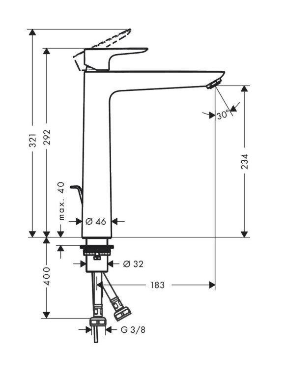 Praustuvės maišytuvas HANSGROHE TALIS E 71716670, juodas 1 Praustuvės maišytuvas HANSGROHE TALIS E 71716670, juodas 1