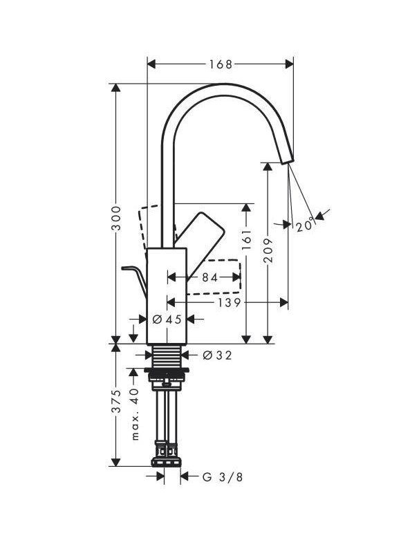 Praustuvės maišytuvas HANSGROHE VIVENIS 210 75030000, chromo 1 Praustuvės maišytuvas HANSGROHE VIVENIS 210 75030000, chromo 1