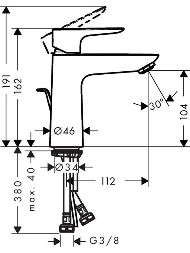 Praustuvo maišytuvas Hansgrohe Talis E 110 71710340, juodas 2 Praustuvo maišytuvas Hansgrohe Talis E 110 71710340, juodas 2