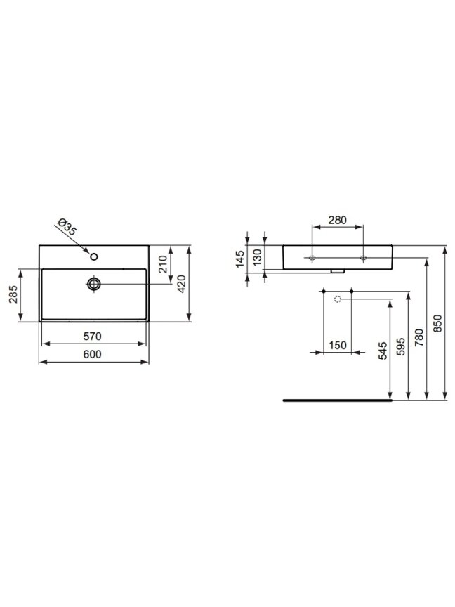 Praustuvas Ideal Standard Strada 60 cm, su perlaja 2