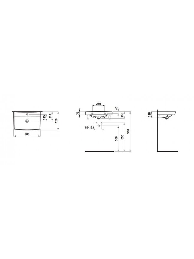 Praustuvė LAUFEN PRO NORDIC 8.1095.6.0001, 600×420 mm 2