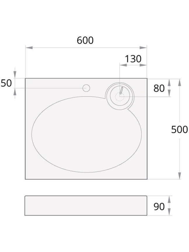 Praustuvė virš skalbyklės PAA CLARO MINI, 600×500 mm 2 Praustuvė virš skalbyklės PAA CLARO MINI, 600×500 mm 2