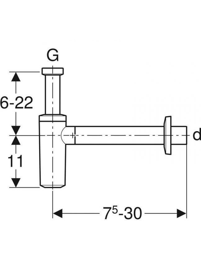 Praustuvės sifonas GEBERIT, Ø32 mm, chromo sp. 1 Praustuvės sifonas GEBERIT, Ø32 mm, chromo sp. 1