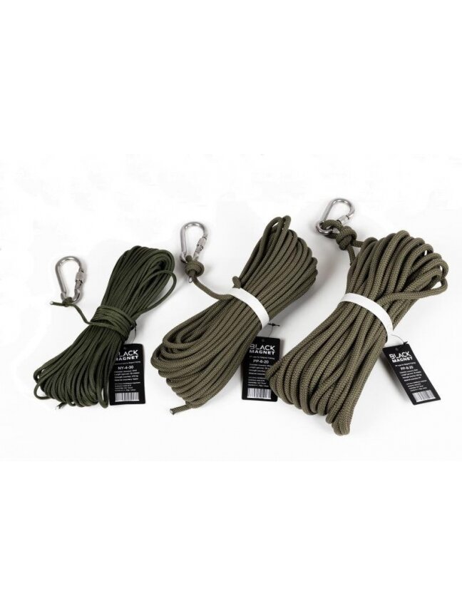 4 mm x 30 m virvė paracord paieškos magnetui Black Magnet 8