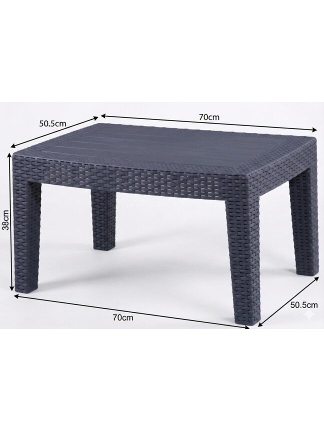Rotango baldų komplektas: sofa, 2 foteliai, stalas 3
