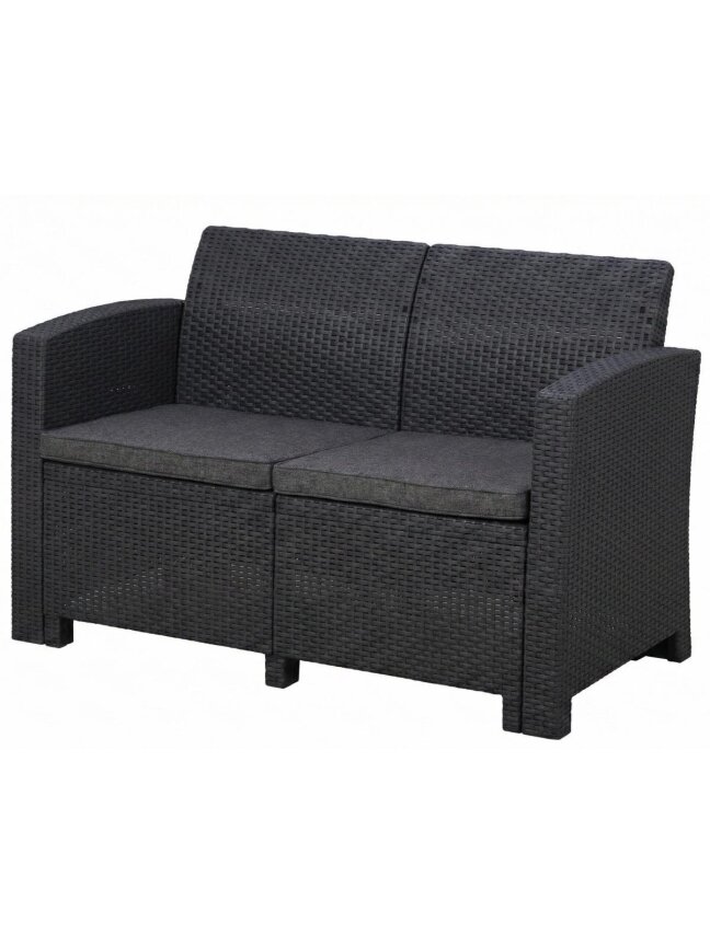 Dvivietė rotango sodo sofa 120 cm, pilka