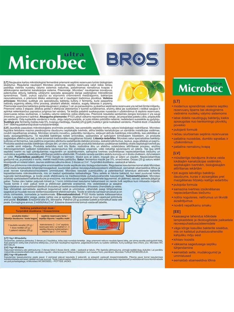 Priemonė nuotekų duobėms Bros Microbec, 1 kg 1