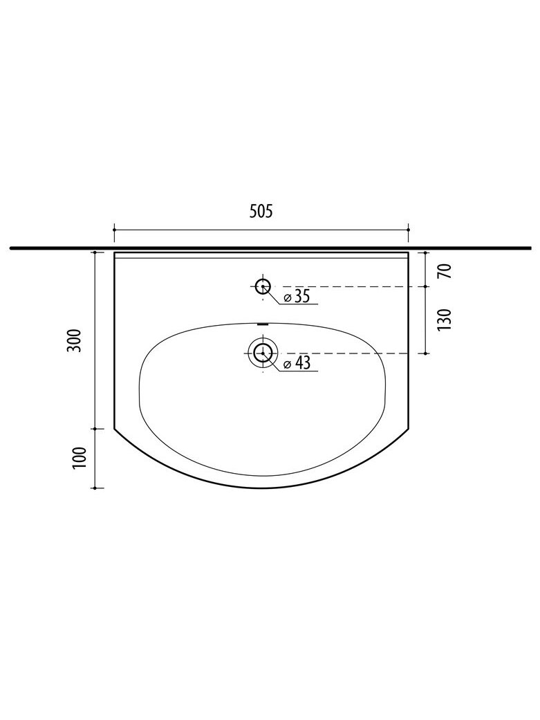 Praustuvė RIVA RIVA50A, 505×400 mm 1 Praustuvė RIVA RIVA50A, 505×400 mm 1