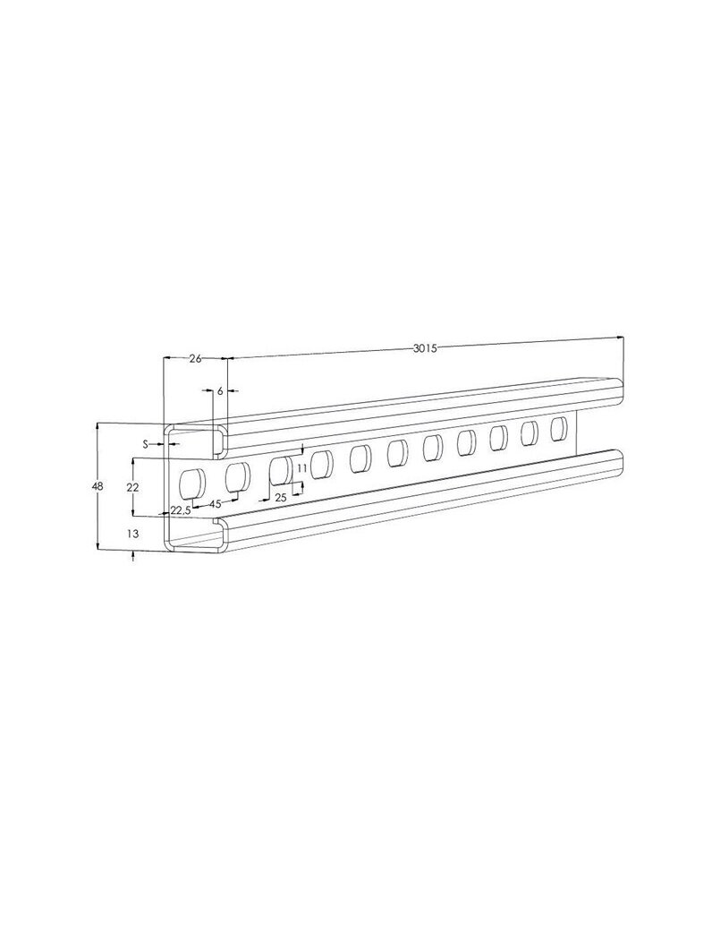 Profilis MEKA 1449647, 300.15 cm x 4.8 cm x 2.6 cm 1