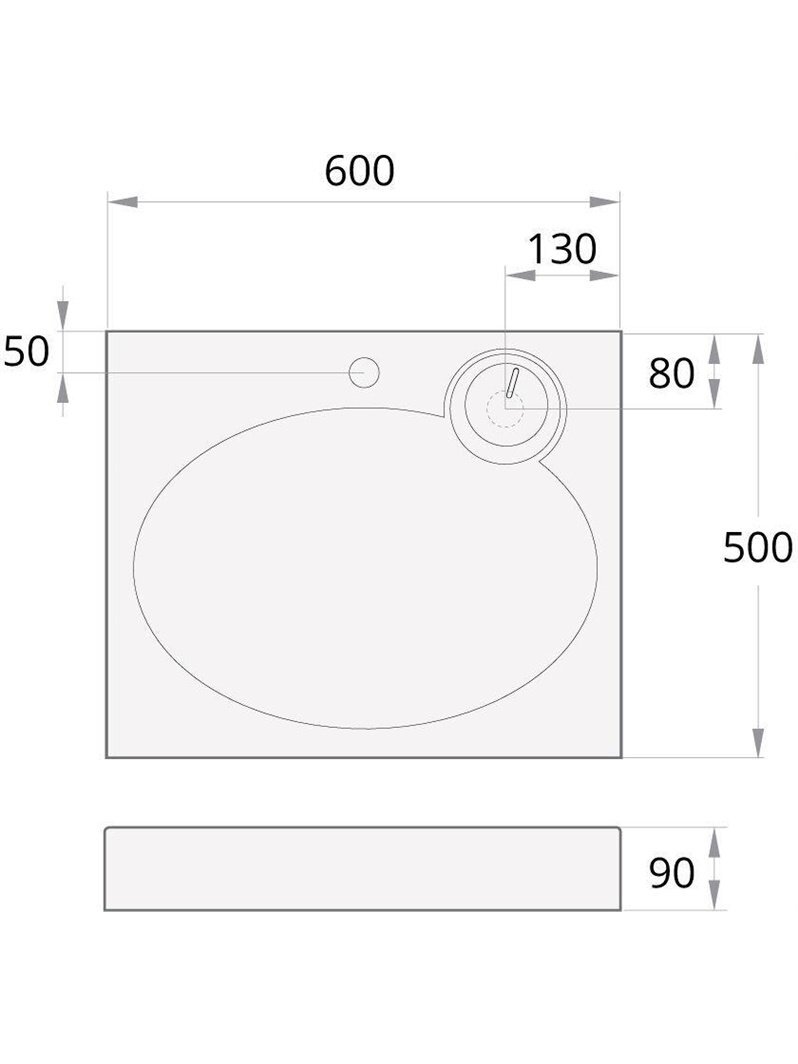 Praustuvė virš skalbyklės PAA CLARO MINI, 600×500 mm 2 Praustuvė virš skalbyklės PAA CLARO MINI, 600×500 mm 2
