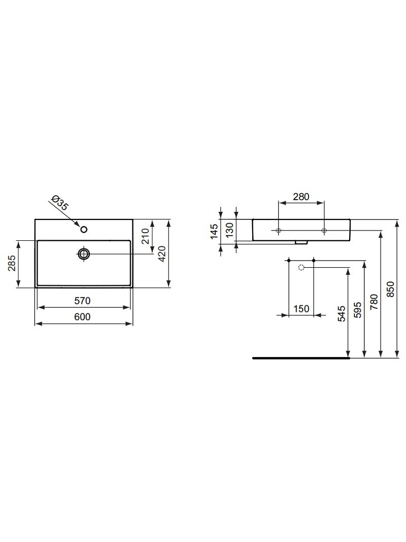 Praustuvas Ideal Standard Strada 60 cm, su perlaja 2