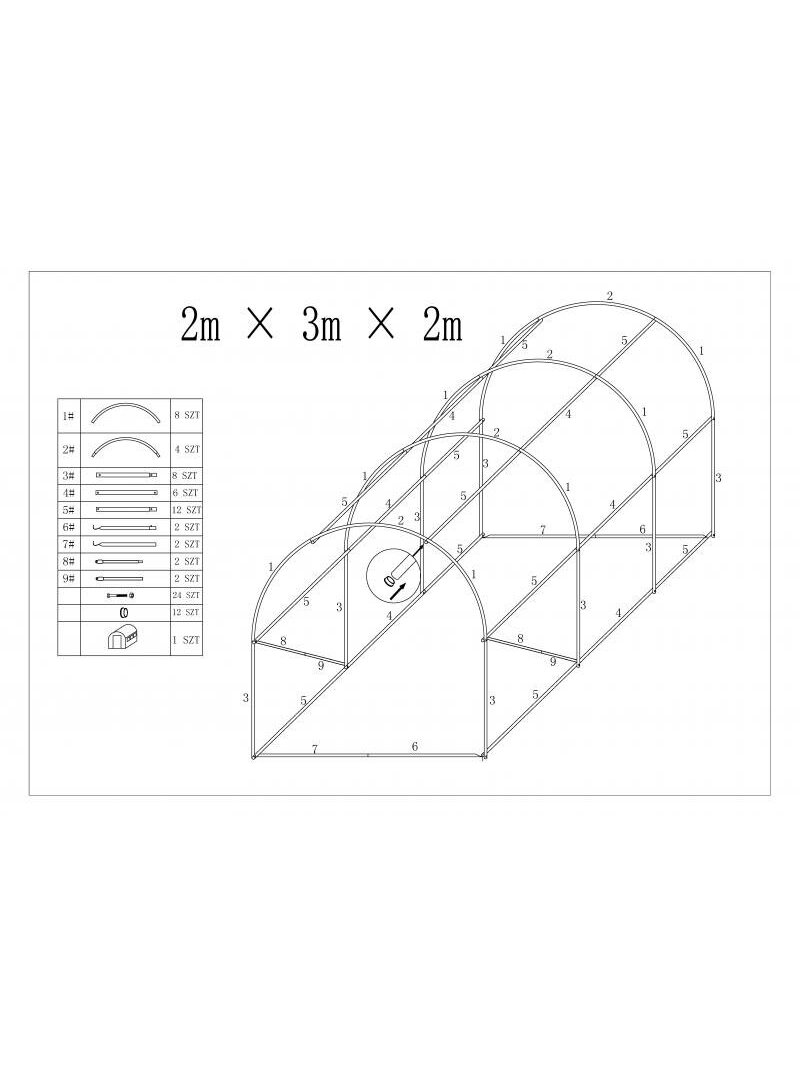 Arkinis šiltnamis su plėvele 6m² (2x3m) 2 Arkinis šiltnamis su plėvele 6m² (2x3m) 2
