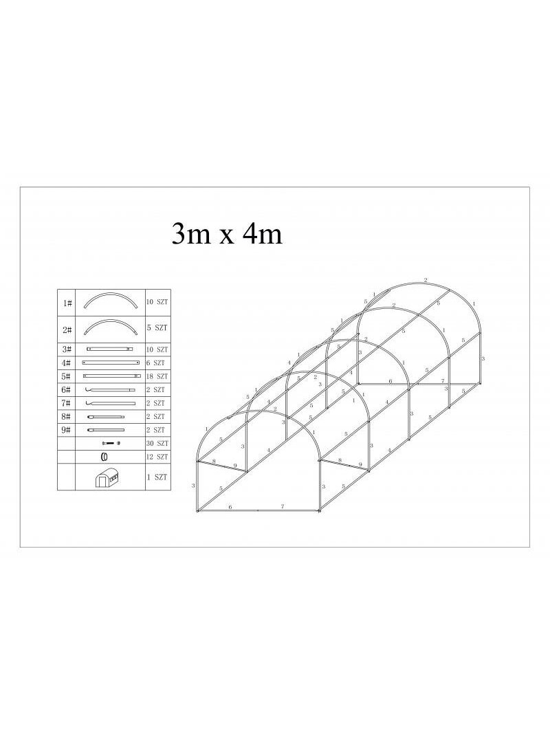 Arkinis šiltnamis su plėvele 12m² (3x4m) 1 Arkinis šiltnamis su plėvele 12m² (3x4m) 1