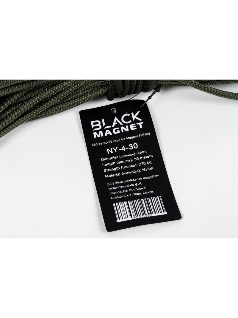 4 mm x 30 m virvė paracord paieškos magnetui Black Magnet 2 4 mm x 30 m virvė paracord paieškos magnetui Black Magnet 2