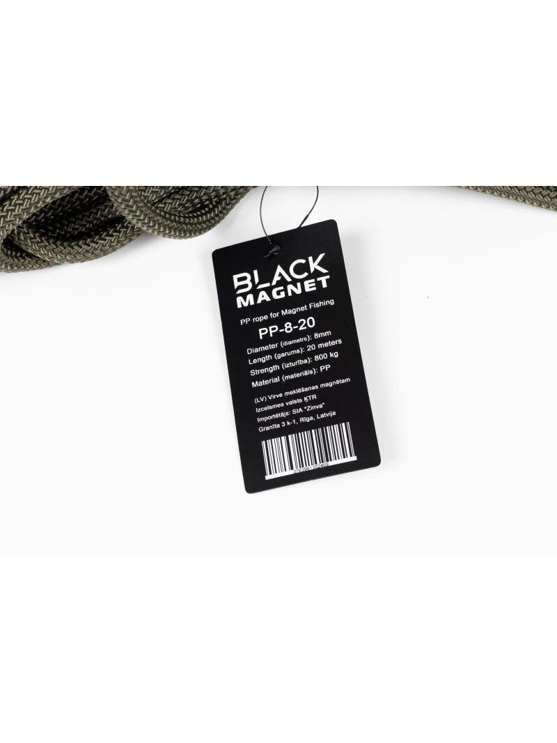 8 mm x 20 m virvė paieškos magnetui Black Magnet 2