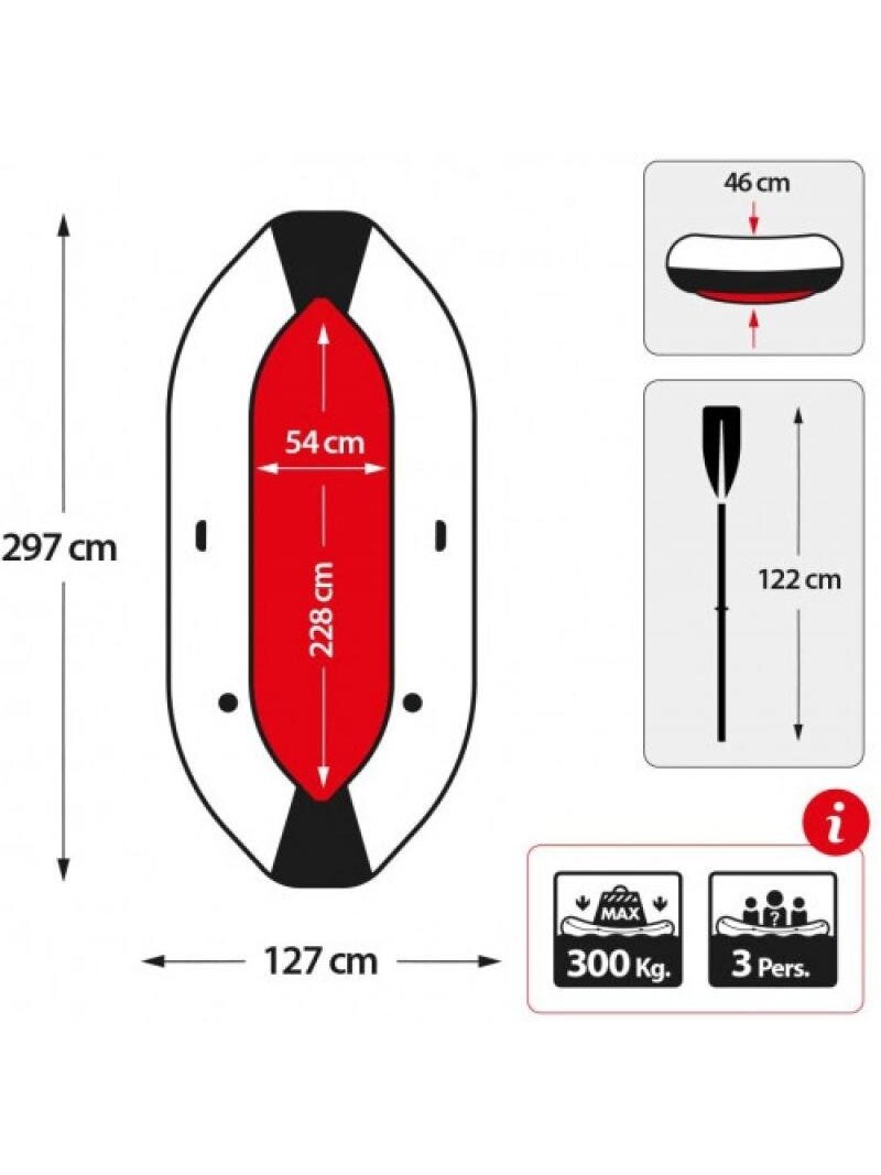 Pripučiami 3-vietė Intex Mariner 3 valtis rinkinys (297x127x46 cm) 4