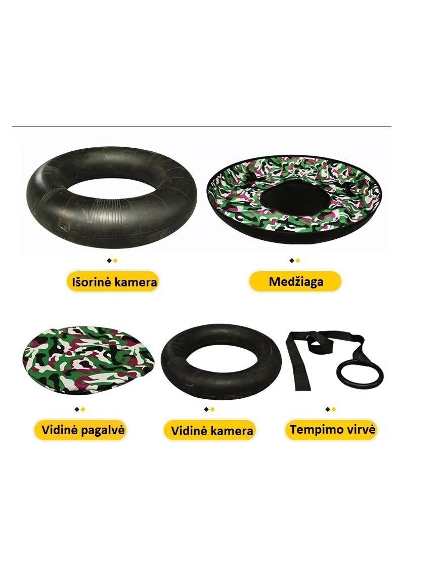 Pripučiama sniego čiuožynė su plastikiniu dugnu 100 cm «Camo» 4 Pripučiama sniego čiuožynė su plastikiniu dugnu 100 cm «Camo» 4
