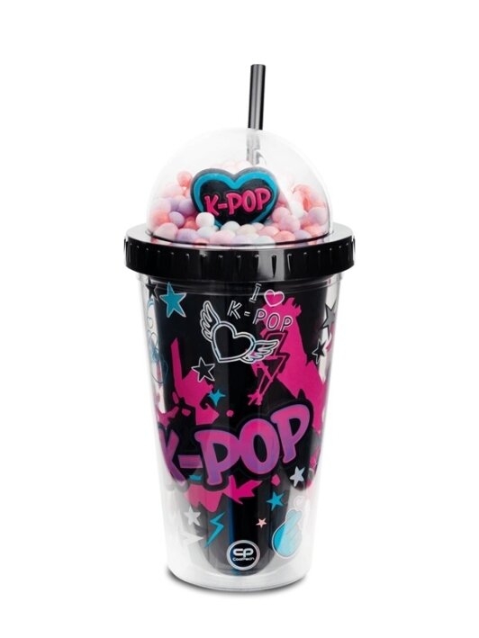 Puodelis su šiaudeliu K-POP 450ML Puodelis su šiaudeliu K-POP 450ML