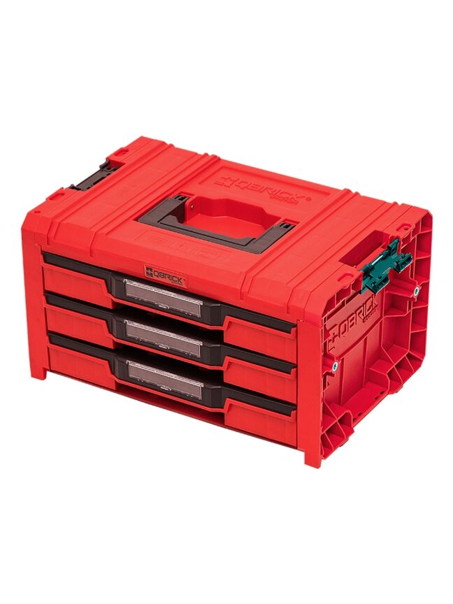 Qbrick QBRICK PRO įrankių dėžė su 3 stalčiais 2.0 EXPERT RED