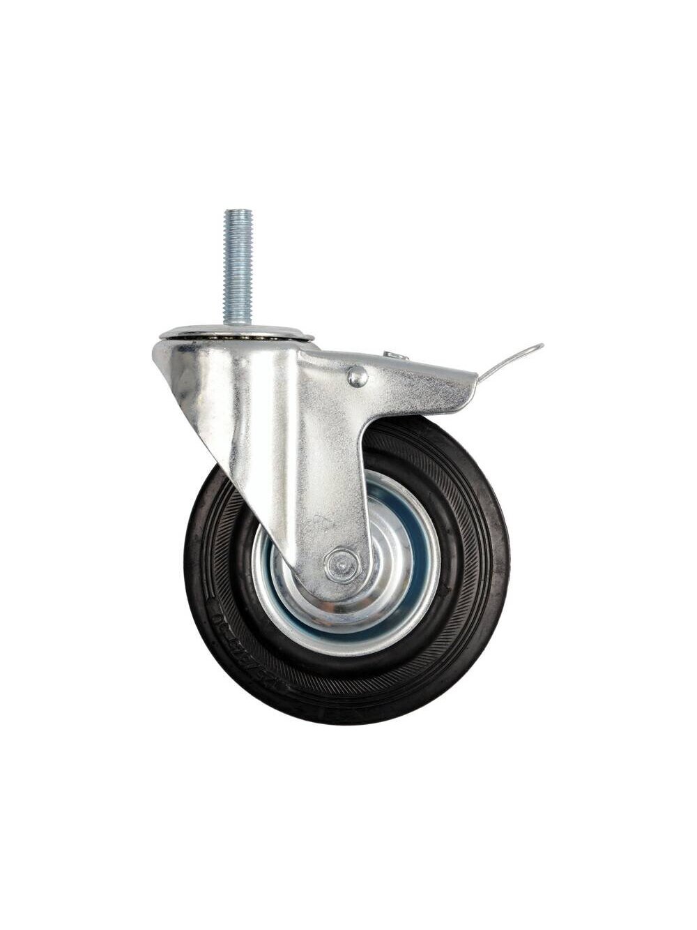 Ratukas vežimėliui, guminis, juodas, pasukamas su stabdžiu, su srieginiu varžtu Vorel | d-160mm, 130kg