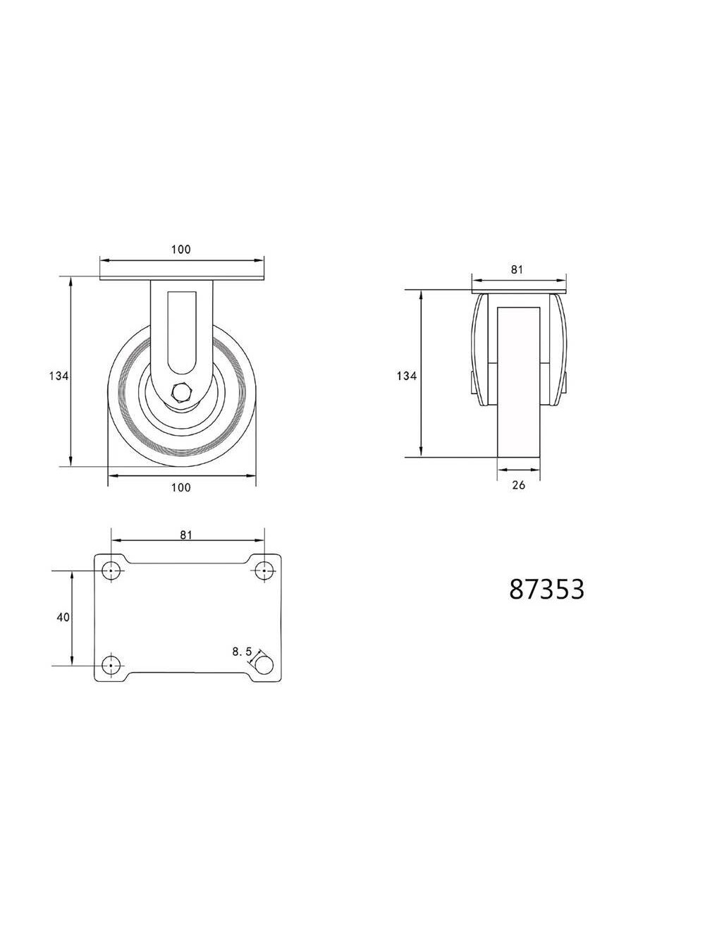 Ratukas vežimėliui, guminis, pilkas Vorel | d-100mm, 60kg 1