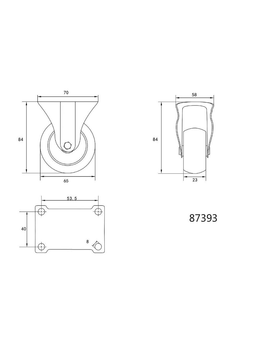 Ratukas vežimėliui, polipropileninis, juodas, d-65mm, 30kg Vorel 1 Ratukas vežimėliui, polipropileninis, juodas, d-65mm, 30kg Vorel 1