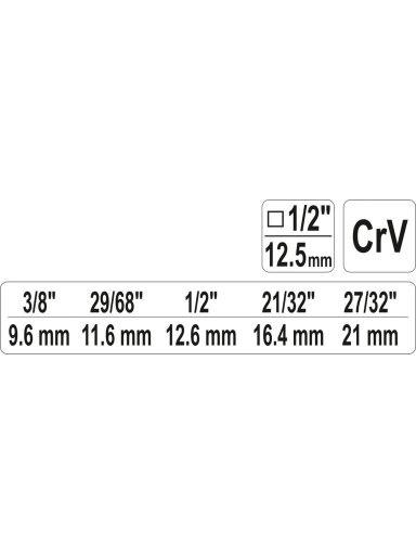 Raktas pakopinis 9,6 / 11,6 / 12,6 / 16,4 / 21 mm  CrV Yato