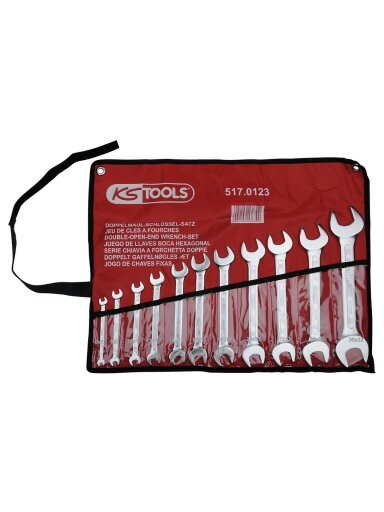 Raktų atvirais galais komplektas, 11vnt, 6x7-30x32mm, KS Tools