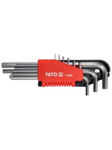 Raktų šešiabriaunių rinkinys 9vnt. 1,5-10mm Hex CrV Yato