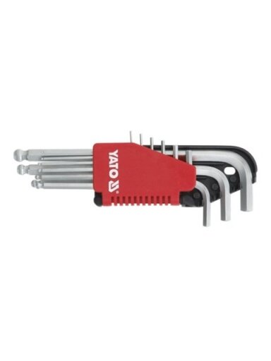 Raktų šešiabriaunių šarnyrinių rinkinys 9vnt. 1,5-10mm HEX IMBUS CrV Yato