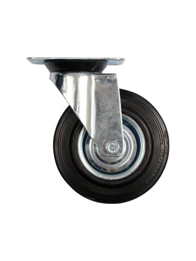 Ratukas vežimėliui, guminis, juodas, pasukamas Vorel | d-100mm, 60kg