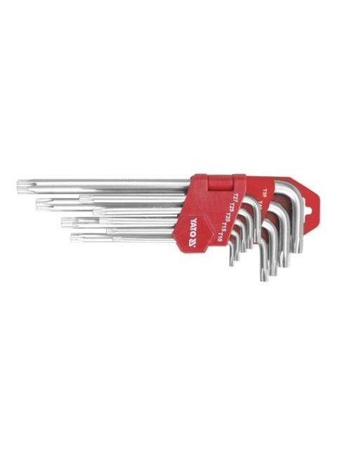 Raktų šešiabriaunių rinkinys 9vnt. T10-50mm, ilgi TORX CrV Yato Raktų šešiabriaunių rinkinys 9vnt. T10-50mm, ilgi TORX CrV Yato