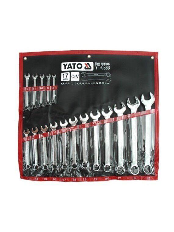 Raktų kombinuotų rinkinys 17vnt. CrV Yato | 8-32mm Raktų kombinuotų rinkinys 17vnt. CrV Yato | 8-32mm