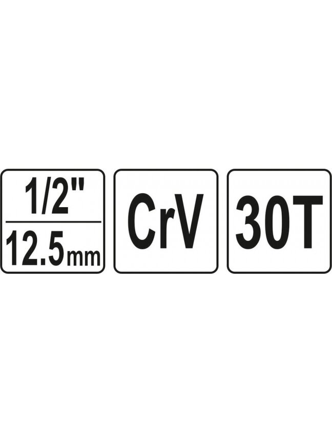 Raktas terkšlinis su kiauryme CrV pakopiniam raktui YT-03316 Yato | 1/2" 30 dant. 8