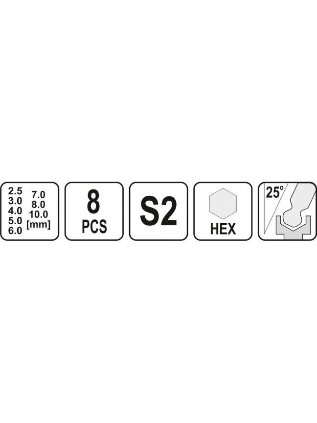 Raktų šešiabriaunių su rankena rinkinys HEX, 8 vnt Yato | 2.5-10mm 2 Raktų šešiabriaunių su rankena rinkinys HEX, 8 vnt Yato | 2.5-10mm 2